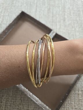 Oro Nuovo 14k Gold Plated Resin Rolling Bangle Bracelet